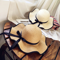 Hat female seaside summer sun protection big along Straw Hat sun big hat brim beach sun hat cover face Joker Korean tide