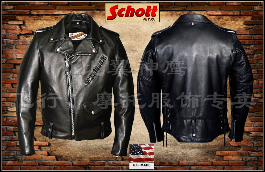 Schott NYC American Made Classic Perfecto Multi-pocket Motorcycle Rock Leather Jacket #125