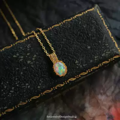 Burning your eggs and extravagant vintage oparite necklace silver gilded Japanese simple temperament choker gift