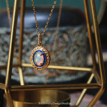 Glide Opto Stone Palace Classical Blue Vintage Eval Necklace Silver Gold Grease Grease choker Gift