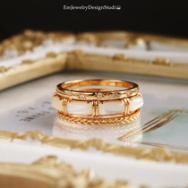 The Moonlight sprinkled in the wheat field on the ers light luxury stack ring silver plated French high-grade ring food diamond ring