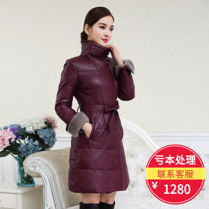 真皮羽绒服女中长款修身外套水貂毛领2018新