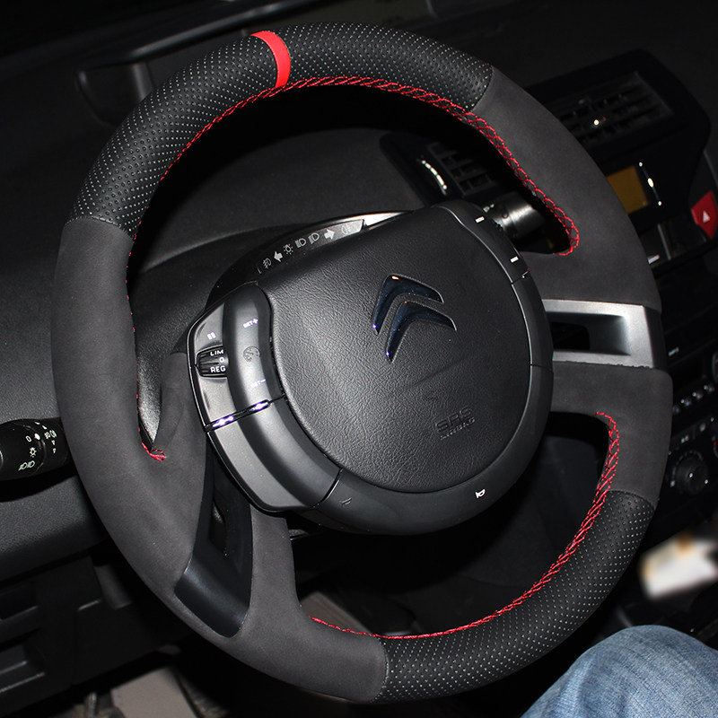 Xuji leather hand-sewn steering wheel cover Citroen classic Sega 2012~2016 special handle cover modification