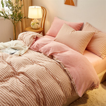 Coral velvet four-piece milk velvet autumn and winter cotton plus velvet sheets three-piece quilt cover flannel sheets