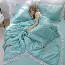 Air conditioning by summer summer cool quilt four-piece Ice Silk Princess wind girl heart single double Tencel water thin quilt