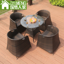 Building a dream family imitation rattan table and chair rattan chair coffee table balcony leisure table and chair rattan chair three or five sets of custom outdoor furniture