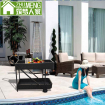 Hotel cafe outdoor rattan dining car multifunctional villa garden trolley restaurant rattan dining car