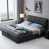 Маленькая квартира для хранения кожаная кровать скандинавская минималистская свадебная кровать кожаная кровать двуспальная кровать 1,8 метра белая кожаная кровать главная спальня