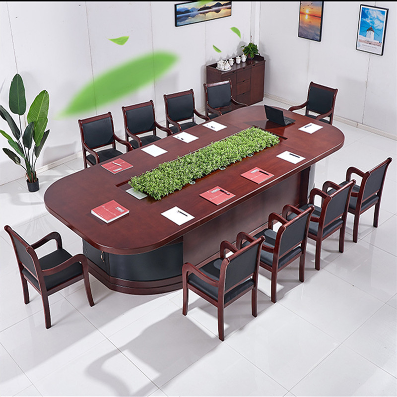 Oval paint conference table long strip long reception table simple modern negotiation table and chair combination furniture