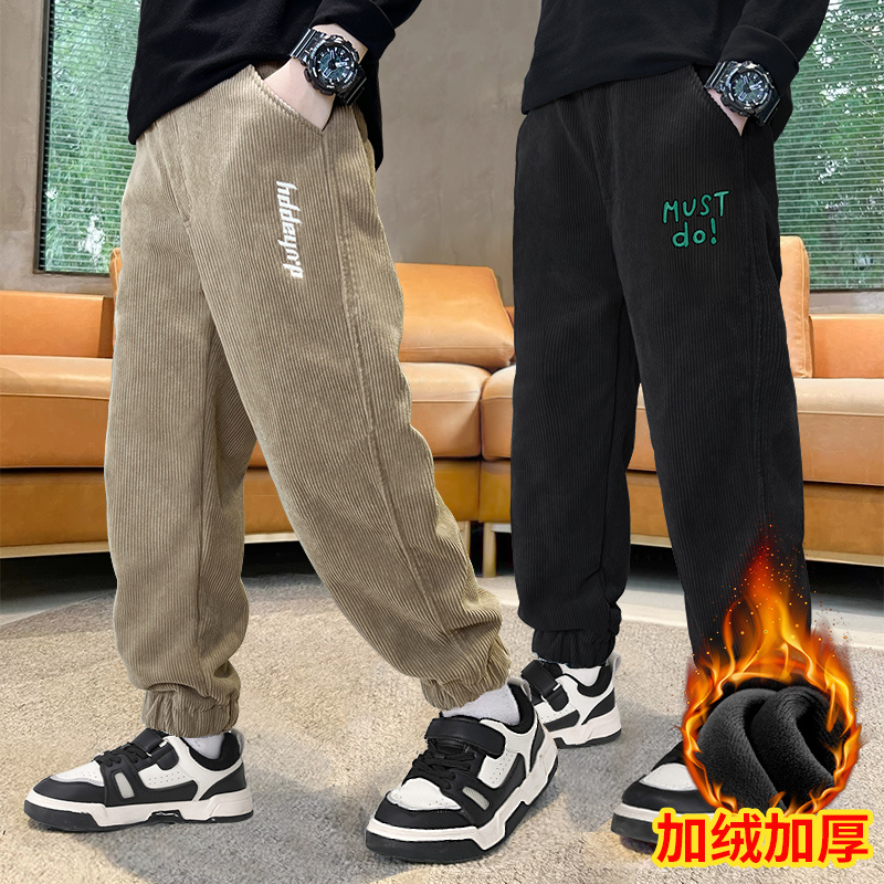 Boy pants autumn winter style 2023 new children sports wick integrated plus suede winter great children warm autumn winter dress-Taobao