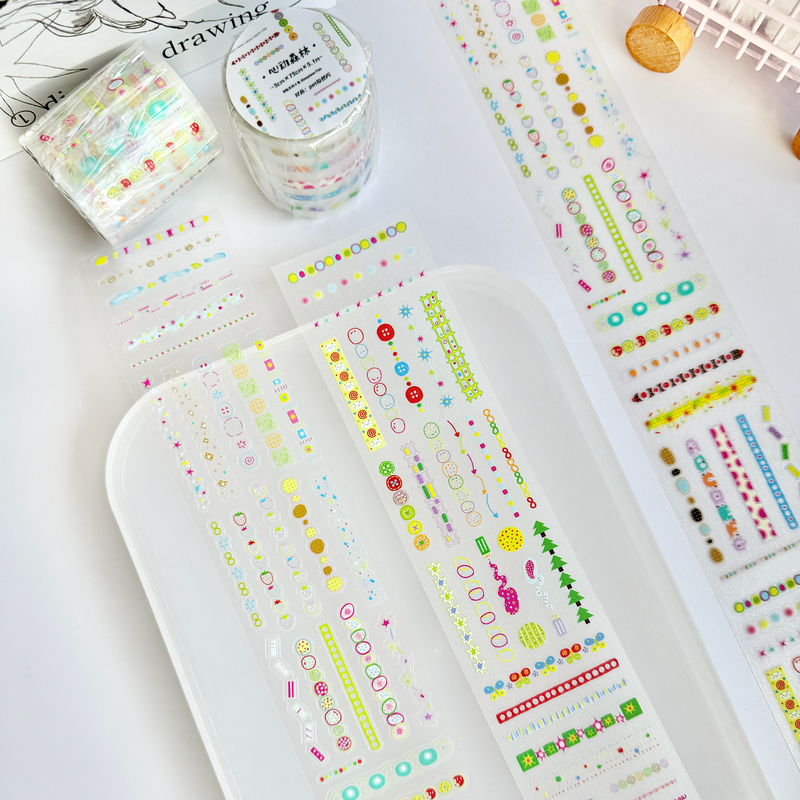 Little Fish Counting Sheep「Vol.13」Heartbeat Forest Korean-Style Colorful Salt-Style Cut Film Small Lace Sticker Roll Little Fish Counting Sheep「Vol.13」Heartbeat Forest Korean-Style Colorful Salt-Style Cut Film Small Lace Sticker Roll