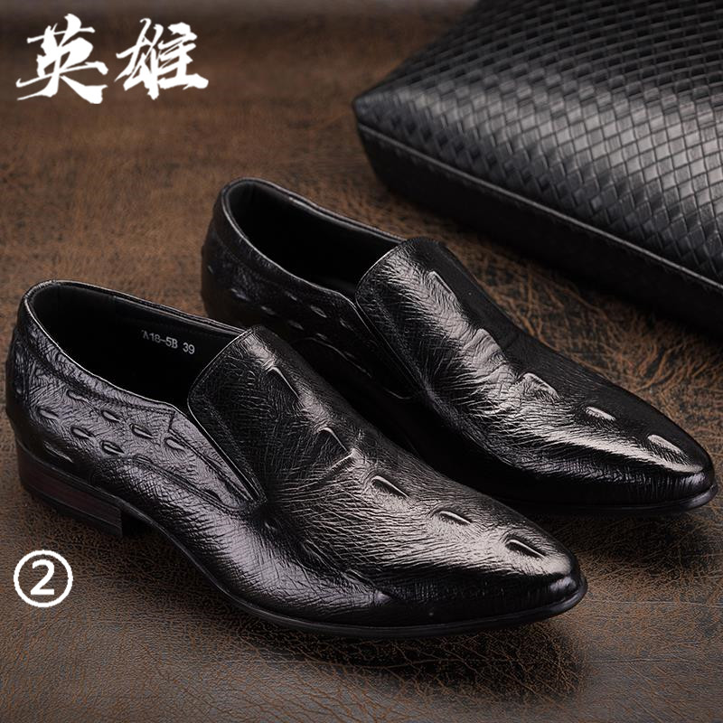 European and American fashion casual leather shoes head leather tip headgear foot one foot pedal summer crocodile tattooed leather breathable men's shoes
