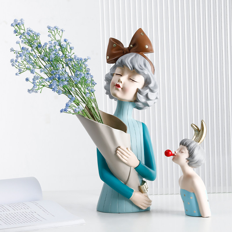 Vase Pendulum Pieces Living-room Flower Arrangement Ins Wind Light Extravagant Dry Flowers Nordic Mesh Red Table Creativity Small Decoration Modern Minima