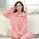 Đồ ngủ nhung san hô nữ mùa thu đông dài phiên bản dài tay Hàn Quốc của mùa đông dày ấm áp flannel kích thước lớn phù hợp với dịch vụ nhà dễ thương