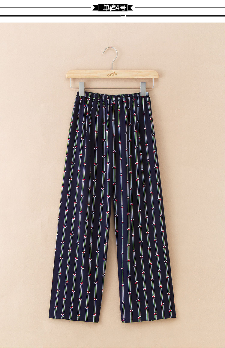 Pajama quần nữ phần mỏng cotton lụa trung niên cộng với phân bón để tăng ngủ quần cotton nhân tạo đồ ngủ có thể được đeo bên ngoài nhà quần quần ống rộng nữ