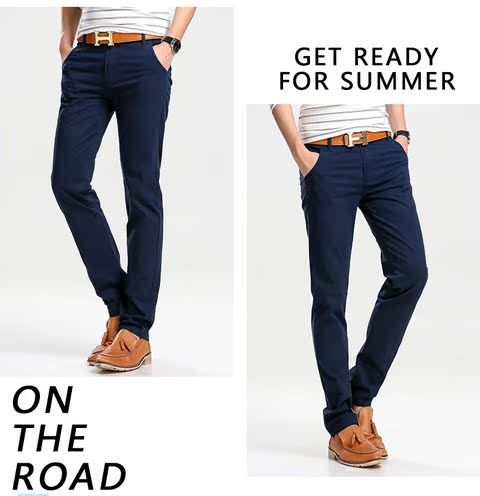 Quần nam mùa hè mỏng co giãn Slim cotton thẳng quần thường xuyên mùa xuân kinh doanh lỏng lẻo Quần nam quần vải nam
