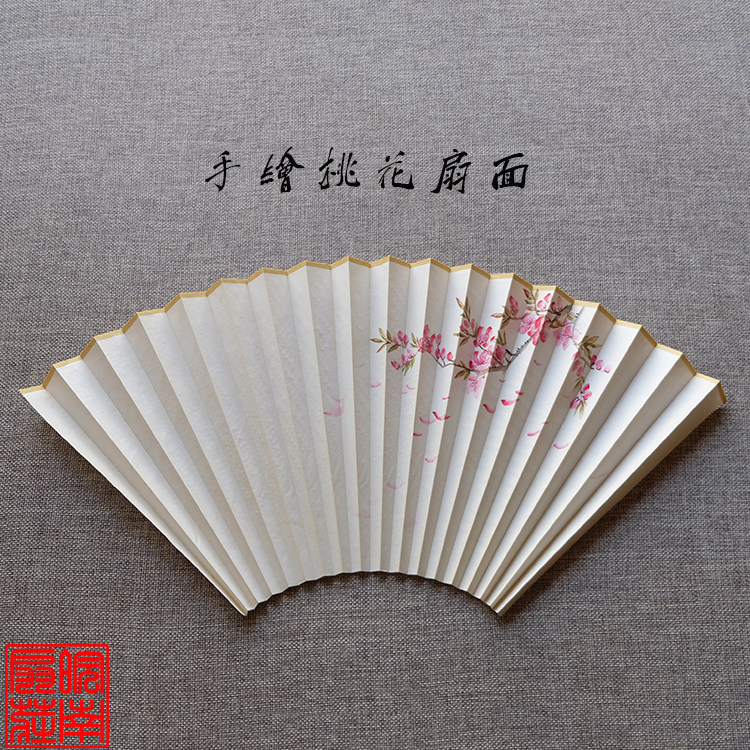 Hand-painted Peach Flower Fan Surface 7-10 Inch Various Sizes Customizable Hand-painted Thin Su Gong Xuan Paper Fan Surface