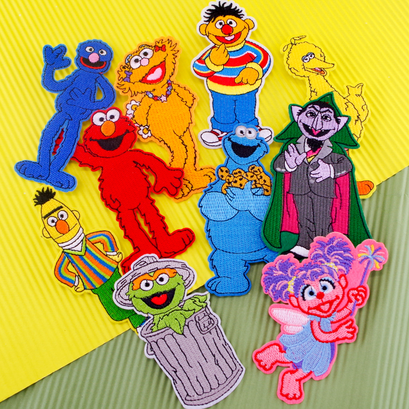 Sesame Street Brooch Cute Cartoon Embroidery Pin Backpack Accessory Cloth Patch Badge Sesame Street