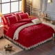 Mùa đông dày bông giường ren phong cách váy bedspread mảnh duy nhất của flannel màu đỏ bộ ấm nhung san hô trải giường chống - Váy Petti drap giường có viền