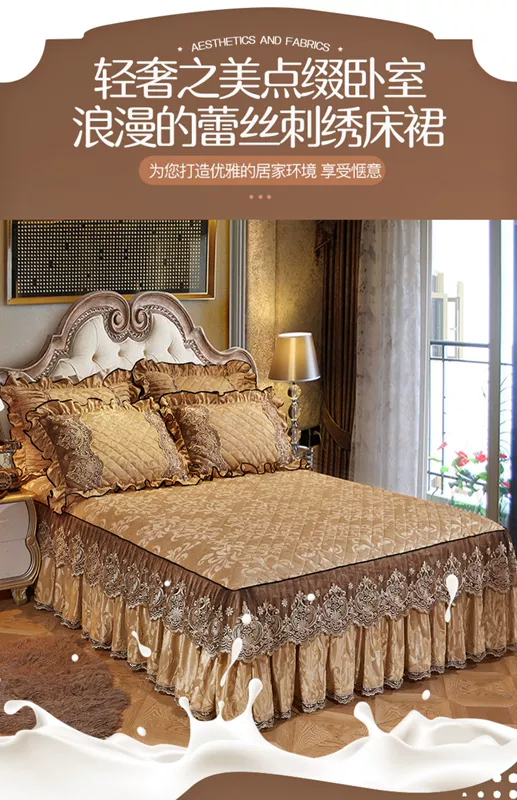 ren mùa đông châu Âu khăn trải giường bông giường nhiệt váy trong một mảnh váy tờ sang trọng dày 1.5 / 1.8m bộ giường - Váy Petti