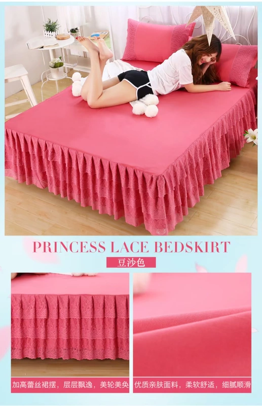 Hàn giường ren phong cách váy bedspread mảnh duy nhất của sợi ren bảo vệ bụi che giường bìa 1.8x2.0m bìa trượt mùa hè - Váy Petti drap giường có viền