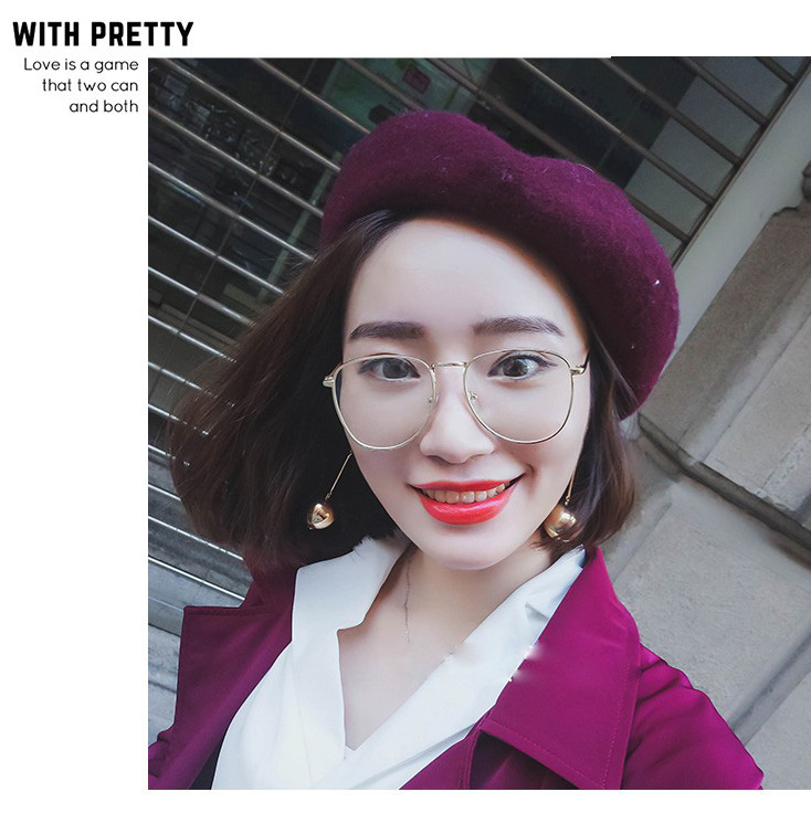 Thời trang Hàn Quốc hộp lớn máy bay mỏng gương nữ bức xạ ánh sáng màu xanh phẳng gương retro tròn mặt kính khung kính gọng tròn