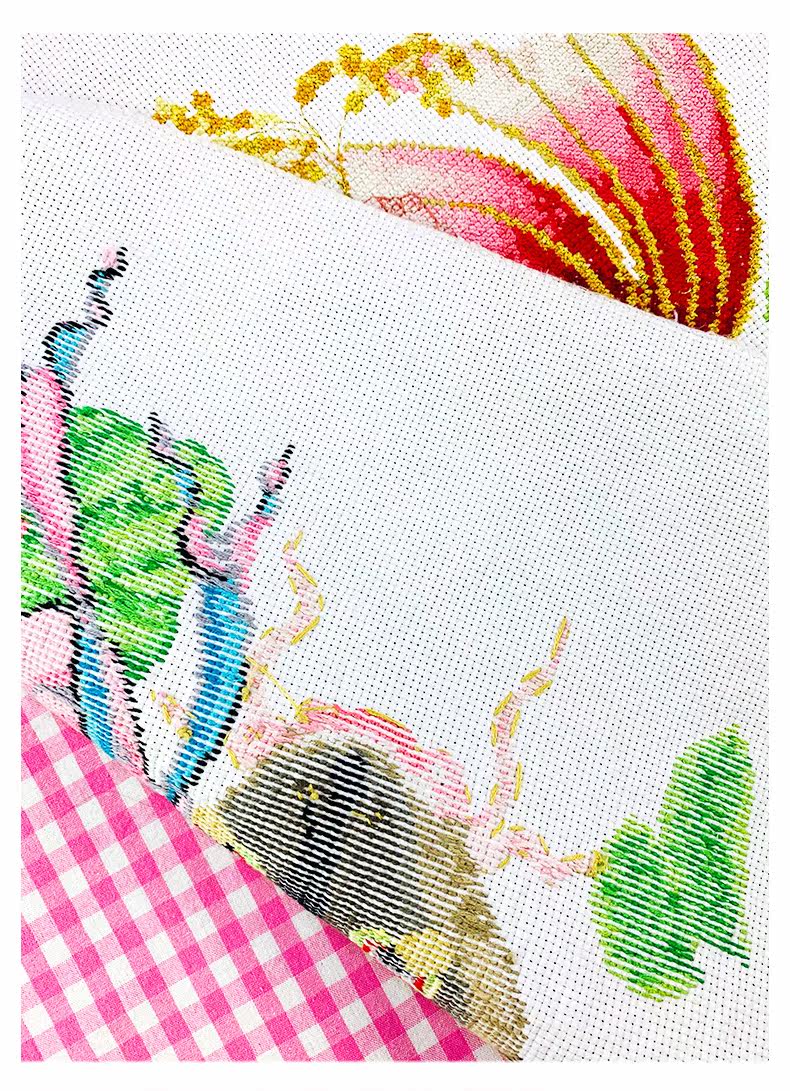 Готовая вышивка крестом 已绣好的纯手工春天埃及长绒棉十字绣成品年年有余中国风安格绣布