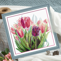 Spring Cross embroidered 2022 new line embroidered tulip with small drawing living room Bedroom minimalist modern hand self-embroidered