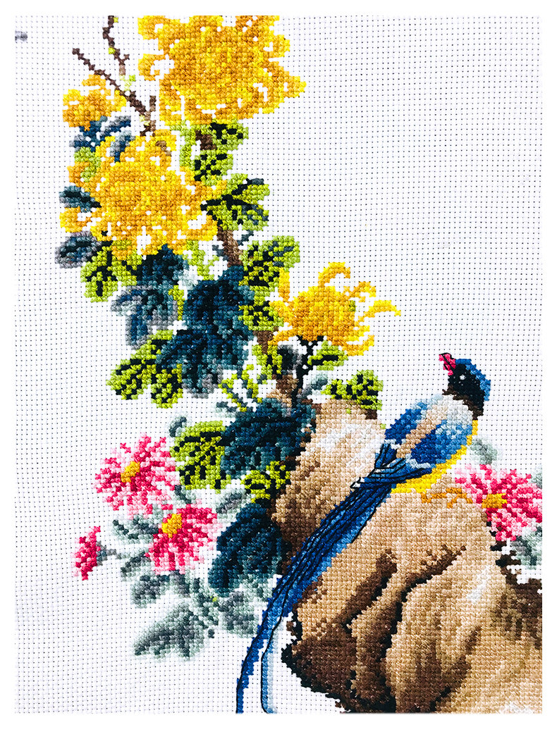 Готовая вышивка крестом 纯手工已绣好的春天埃及长绒棉十字绣成品中国风梅兰竹菊安格绣布