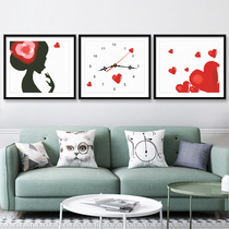 Watch cross stitch living room simple modern large wall clock handmade triptych 2021 new thread embroidery simple embroidery