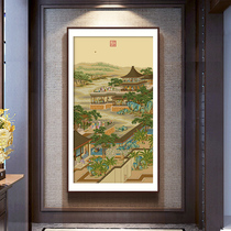 Spring Cross embroidered Yongzheng December August 2022 new line embroidered handmade vertical version Living room Book room Biography Title Painting