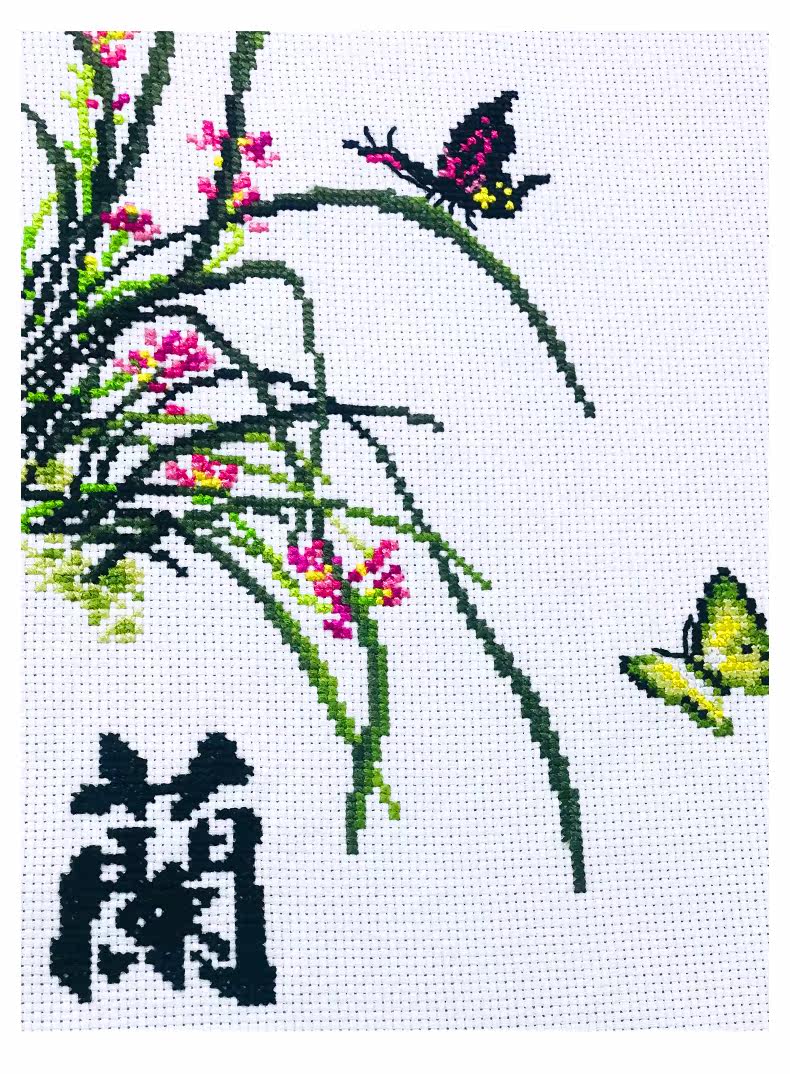 Готовая вышивка крестом 纯手工已绣好的春天埃及长绒棉十字绣成品中国风梅兰竹菊安格绣布