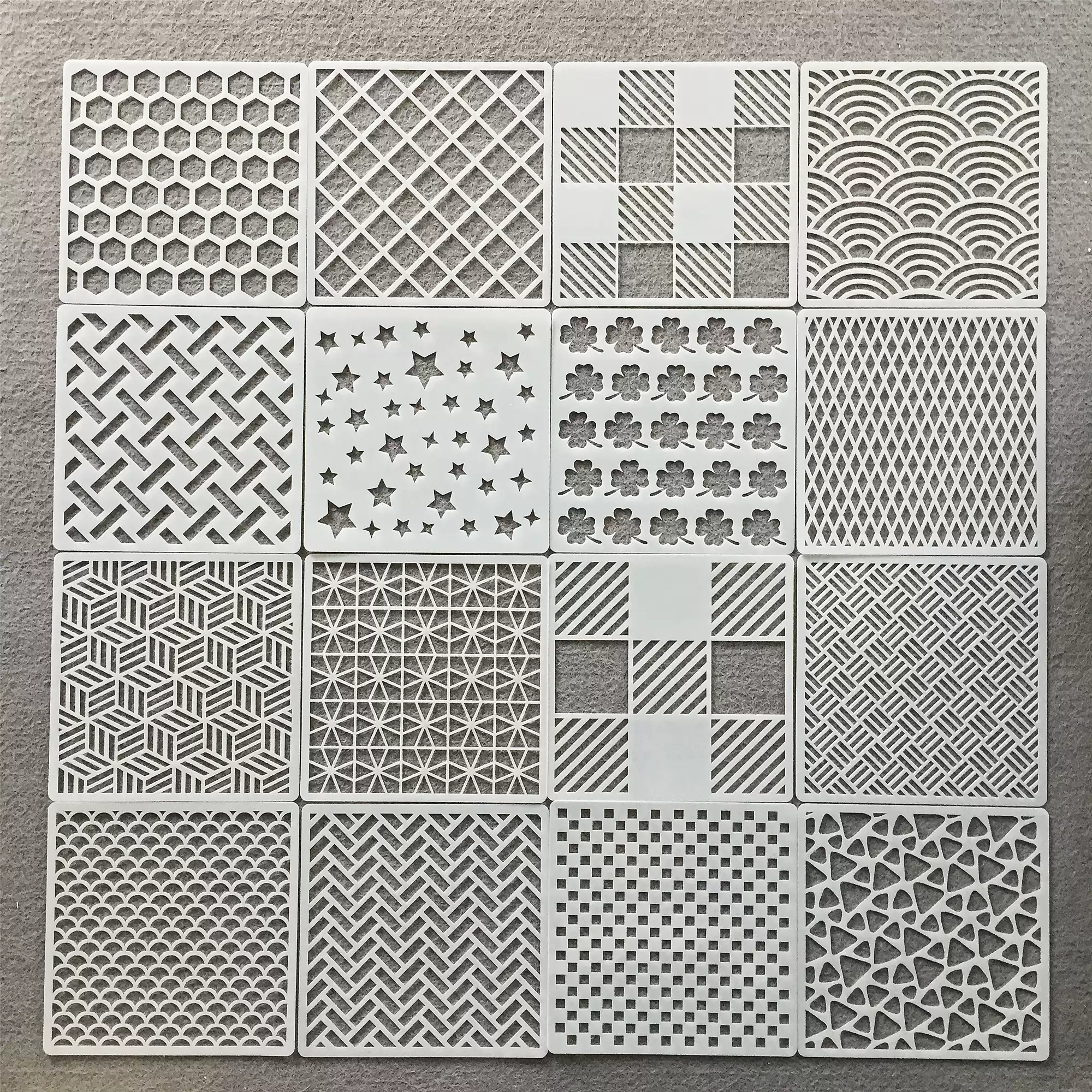 20cm几何喷花模板DIY不规则图形PET绘画模板跨境手工, image size:2000x2000