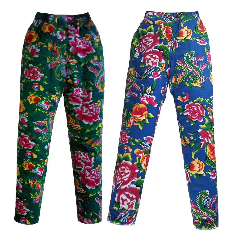 Nữ người lớn handmade bông hoa quần mẹ cotton bông đệm kích thước lớn mùa đông nhà mỏng cotton giải trí quần jogger nữ