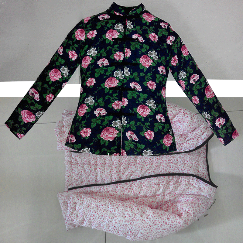 Women take off pure cotton flower cotton clothing Live face cotton clothing plus fat plus size big flower national style handmade thickened quilted jacket