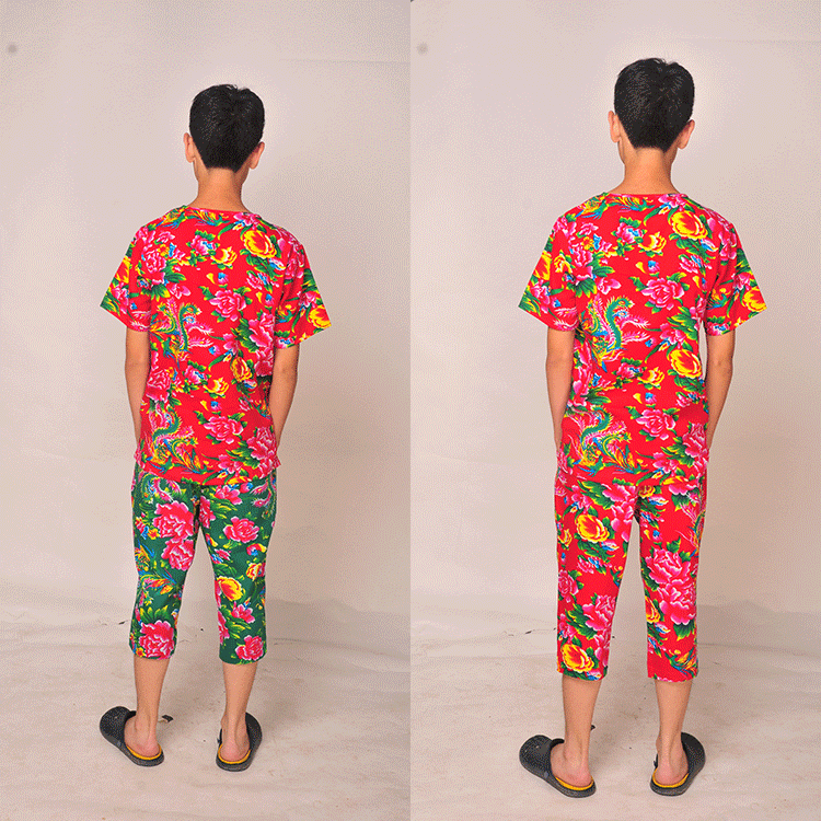Quần short hoa nam đông bắc, quần âu, quần áo gió quốc gia, quần cotton, quần đi biển, size lớn quần short nam