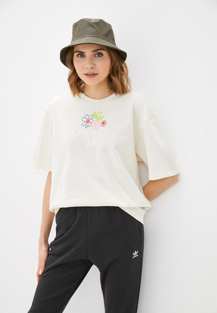 酷动城正品ADIDAS三叶草男女款小花图案短袖T恤GP3497