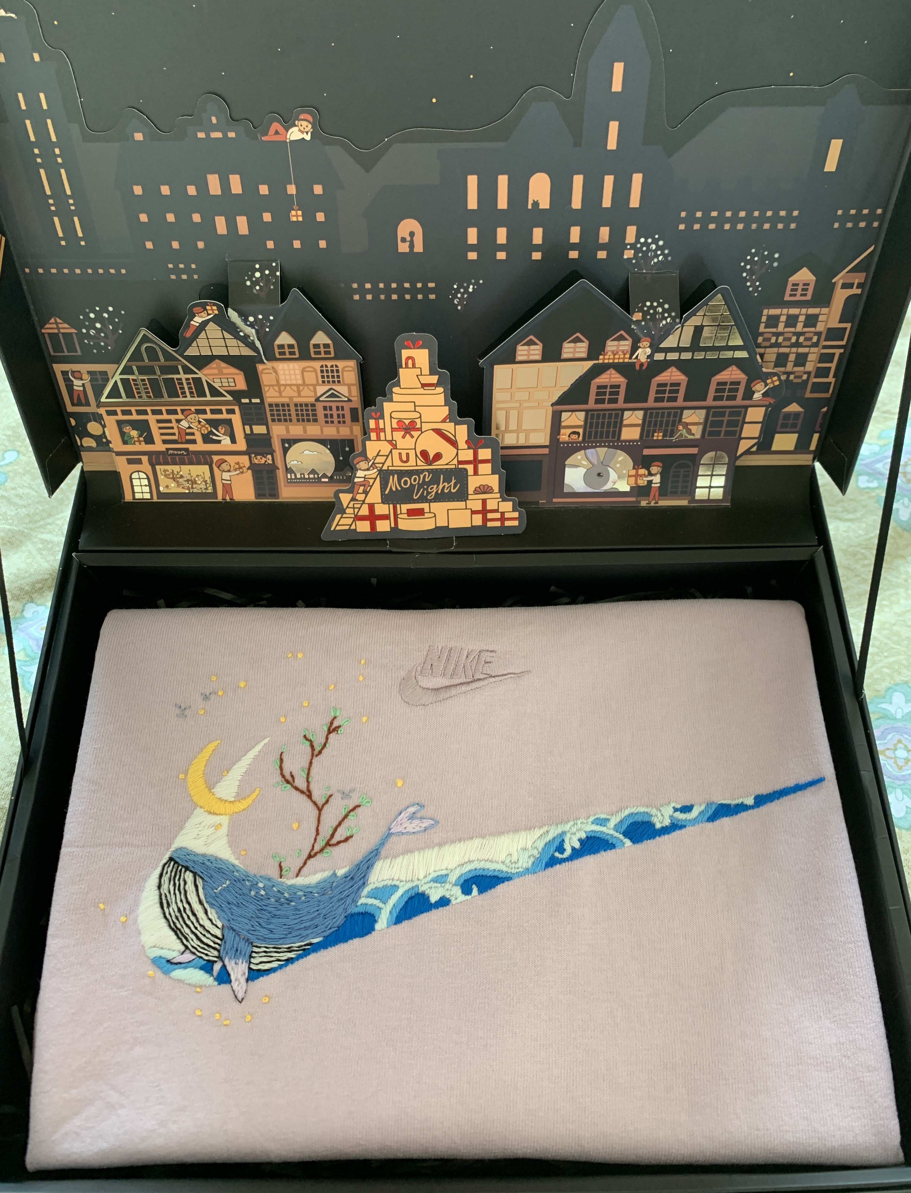 Nike whale diy embroidery material package hand embroidery send video tutorial to map custom embroidery