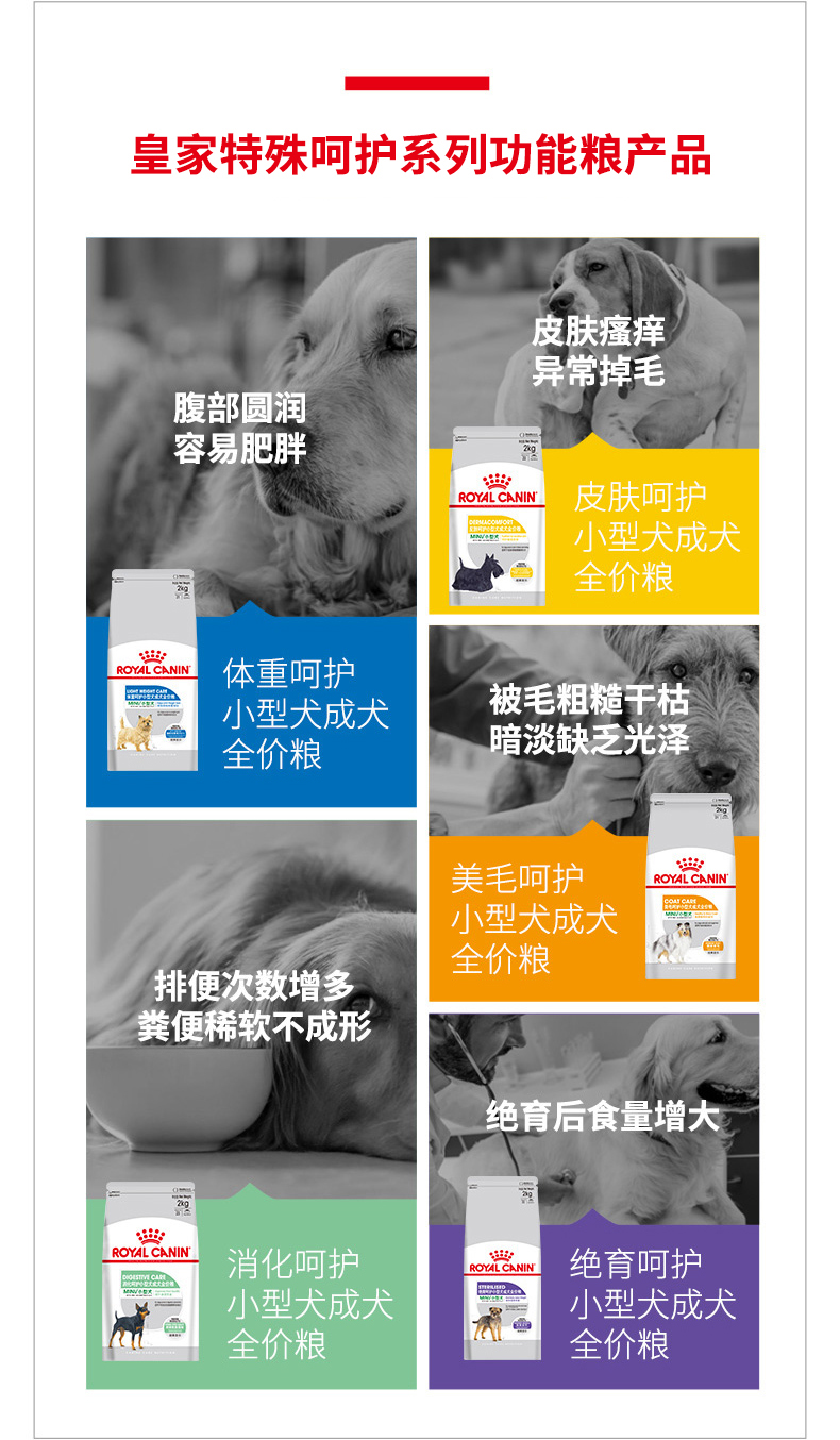 Royal Canin Royal Dog Thực phẩm Chăm sóc da Chó nhỏ Chó trưởng thành Thực phẩm MID26 / 2KG - Chó Staples thức ăn cho chó con