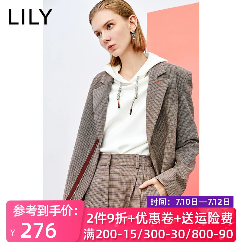 Lily lily2020 quần áo mùa thu nữ Lily Anh kẻ sọc nhỏ đã mỏng và nhấn chiếc áo khoác màu sắc 120120C2221 - Business Suit