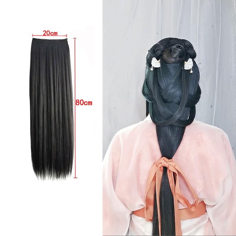 Hanfu hairstyle is not easy to knot upgraded version of micro-curved corn beard hair piece hair row costume style straight hair piece hair material