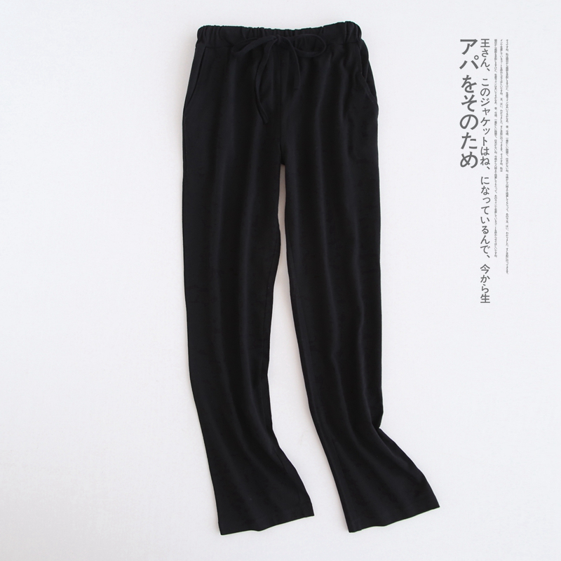 Bộ đồ ngủ nữ Quần pyjama Quần cotton dệt kim Mùa xuân hè Quần cotton nhà XL Máy điều hòa quần rắn Màu mỏng quan lot nam