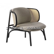 New Chinese-style solid wood sofa chair sales office modern simple armchair B&B clubhouse rattan woven single chair leisure chair