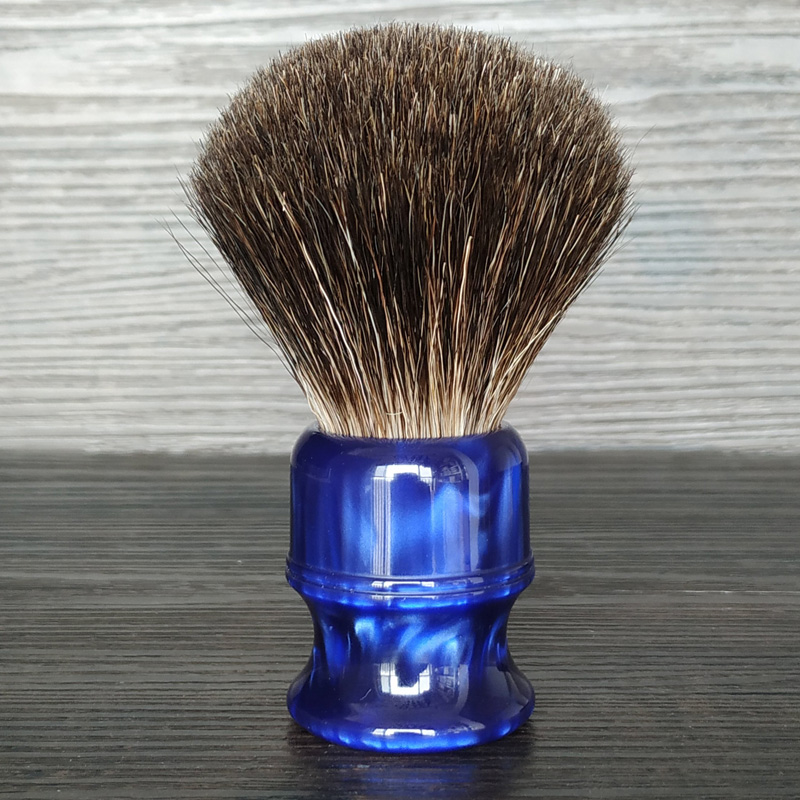 Imperial Poetry Treasure Stone Blue Resin Handle Black Devil Hair Shaving Brush Men's Old Shaving Soap Foam Brushed Hoody Brush