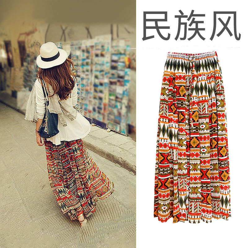 Bohemian Ethnic Style Half-Length Skirt, Thai Sanya Travel Outfit, Women's Summer Seaside Resort Style Beach Skirt Bohemian Ethnic Style Half-Length Skirt, Thai Sanya Travel Outfit, Women's Summer Seaside Resort Style Beach Skirt
