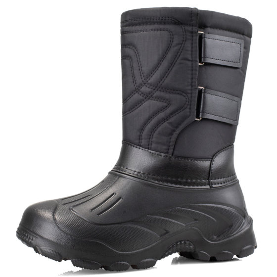 Winter liner plus velvet snow boots men's mid-tube waterproof and warm outdoor fishing high-tube cotton boots Northeast men's shoes