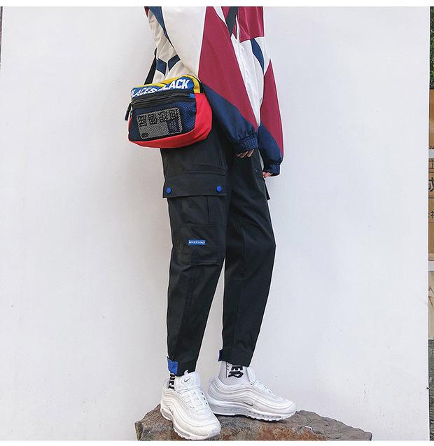 Multi-Pocket ins super fire overalls nam thương hiệu chic chic lỏng lẻo phiên bản Hàn Quốc của xu hướng quần chín điểm giản dị quần jogger nam