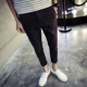Quần tây nam phiên bản Hàn Quốc của xu hướng hè mới 9 quần nam quần lửng ống rộng màu đen quần âu
