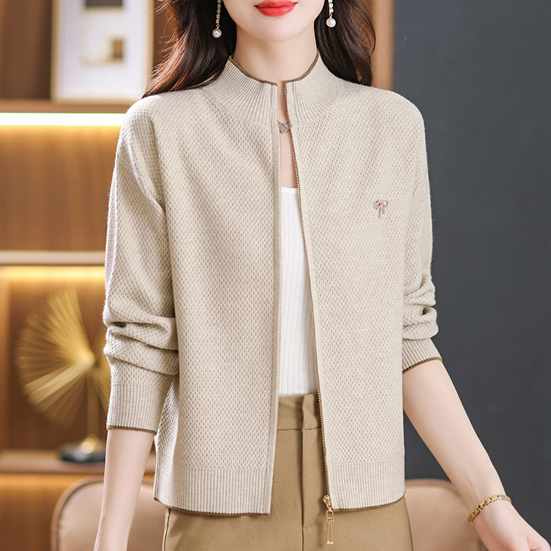 Korean Style Loose Stand-Up Collar Jacket Baseball Uniform Cashmere Cardigan Women's Autumn and Winter New Wool Knitted Sweater Short Coat