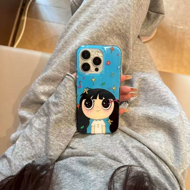 Cartoon Star Big-Eyed Girl Suitable for Iphone17Promax Apple 16Promax Phone Case 15Plus New Model 14 Anti-Drop 13/12/11 Imd Painted Protective Case 7/8Pxsmax